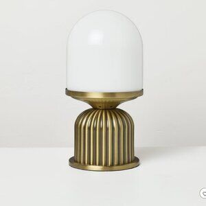 Magnolia Brass Fluted and Frosted Glass Accent Table Lamp New!